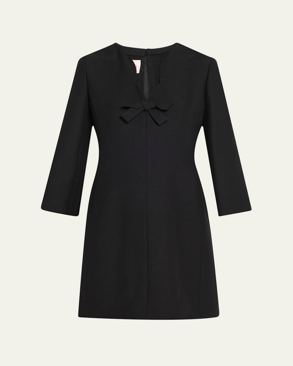 Scalloped-Neck Bow Mini Dress